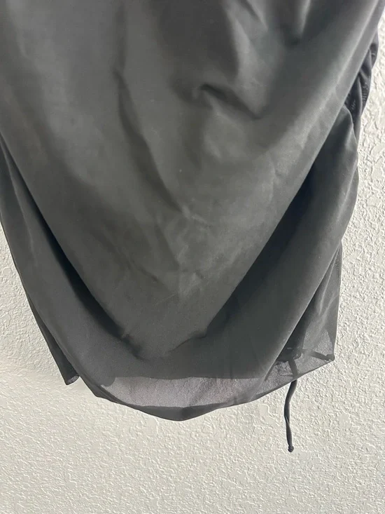 Blooming Jelly Black One Piece Swimsuit L NWT Ruched Tummy Control Skirted - Picture 3 of 15